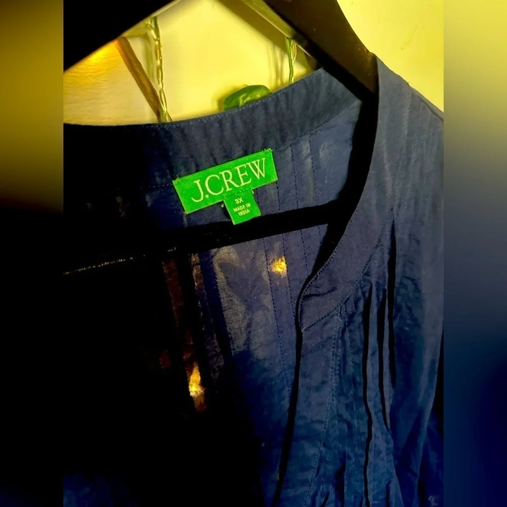 J. Crew Button Front Tiered Cover Up Dress Blue Cotton Voile